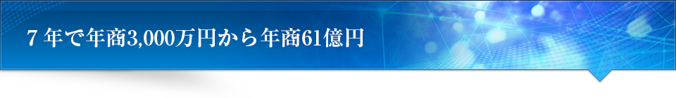７年で年商3,000万円から年商61億円